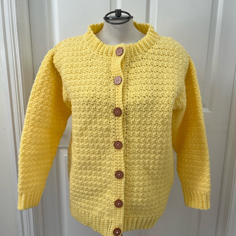 Homemade Yellow Button-Up Women's Sweater